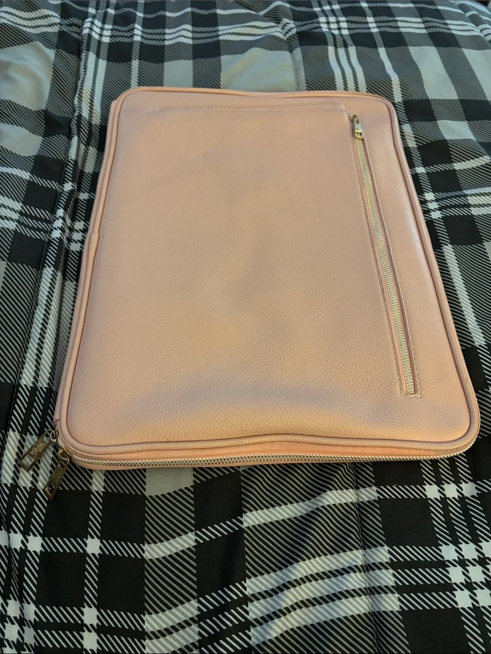 Baby Pink Leather Laptop Sleeve